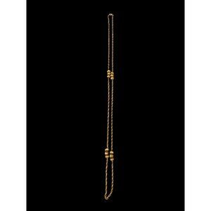 Vintage Monet Gold-Tone 53" Double Strand Rope Chain Necklace With Beaded Accent